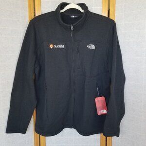 NEW The North Face Sweater Fleece Jacket Black Men's XXL Finance Logo Full Zip